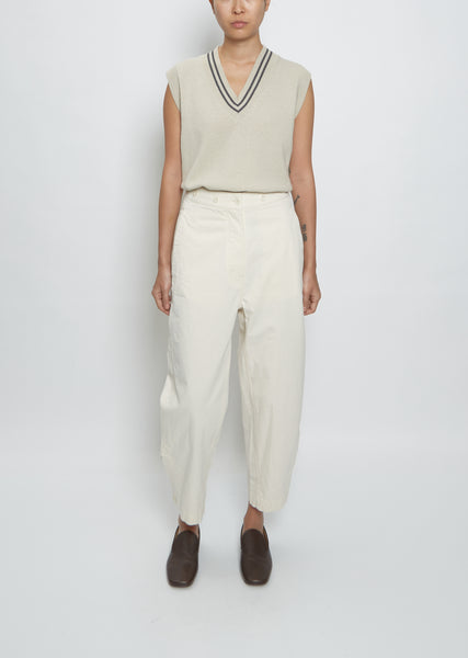 Cropped Ankle Vent Trouser — Natural – La Garçonne
