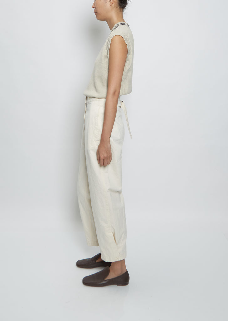 Cropped Ankle Vent Trouser — Natural