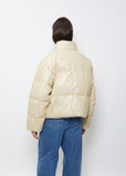 Vegan Leather Reversible Down Puffer — Beige