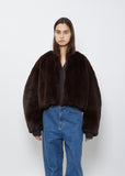 Round Shape Eco Fur Jacket — Brown