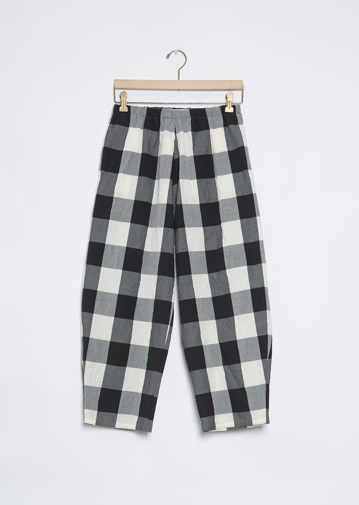 Cotton Check Balloon Trouser — Milk Black