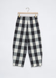 Cotton Check Balloon Trouser — Milk Black