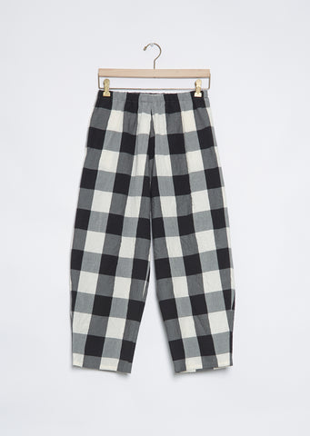 Cotton Check Balloon Trouser — Milk Black