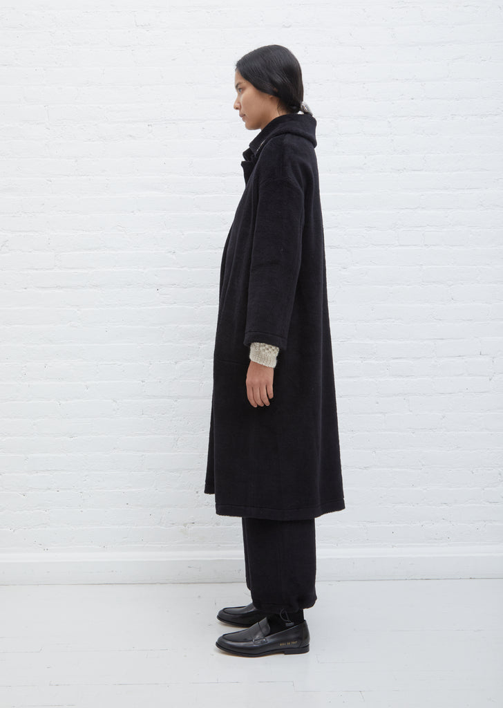 Wool and Cotton Reversible Coat — Black
