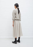 Gathered Cotton Skirt — Pale Grey
