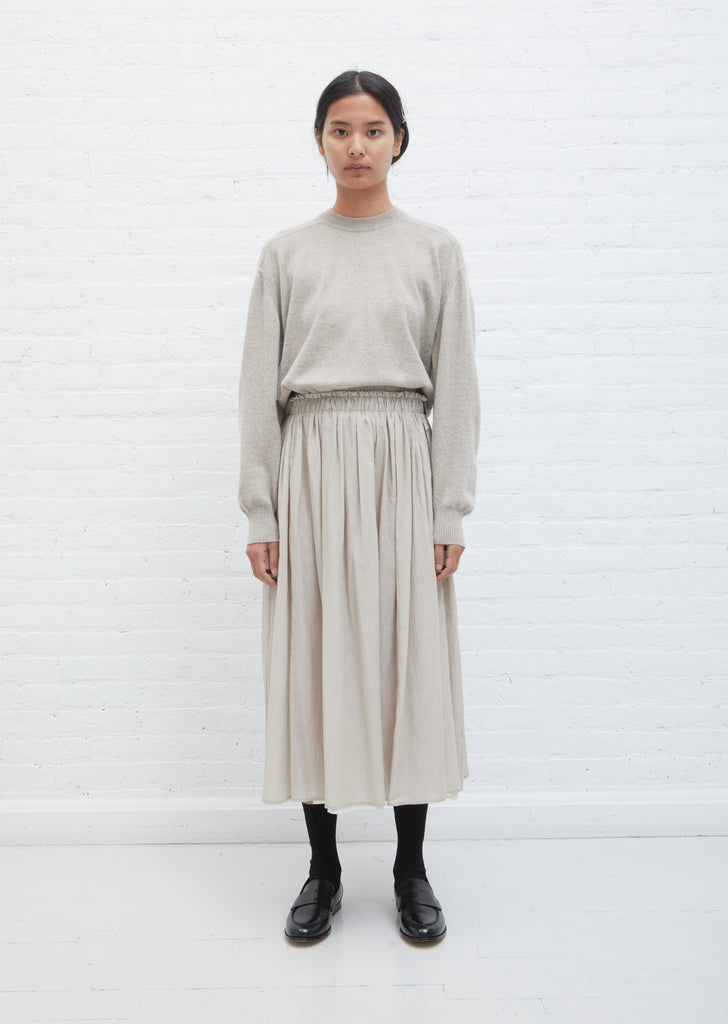 Gathered Cotton Skirt — Pale Grey