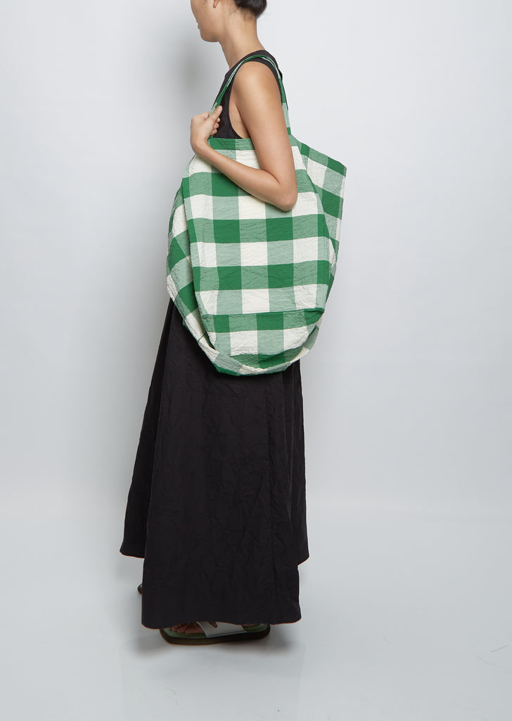 Cotton Big Check Bag — Milk Green