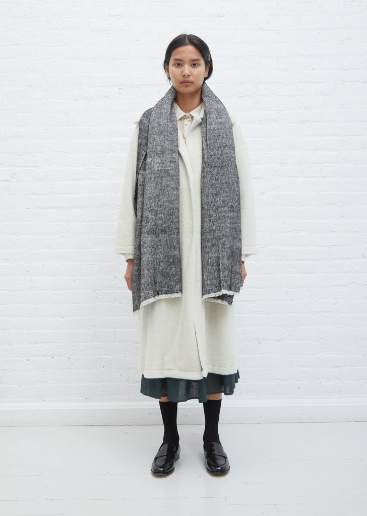 Hokkaido Melange Stole — Natural White + Black