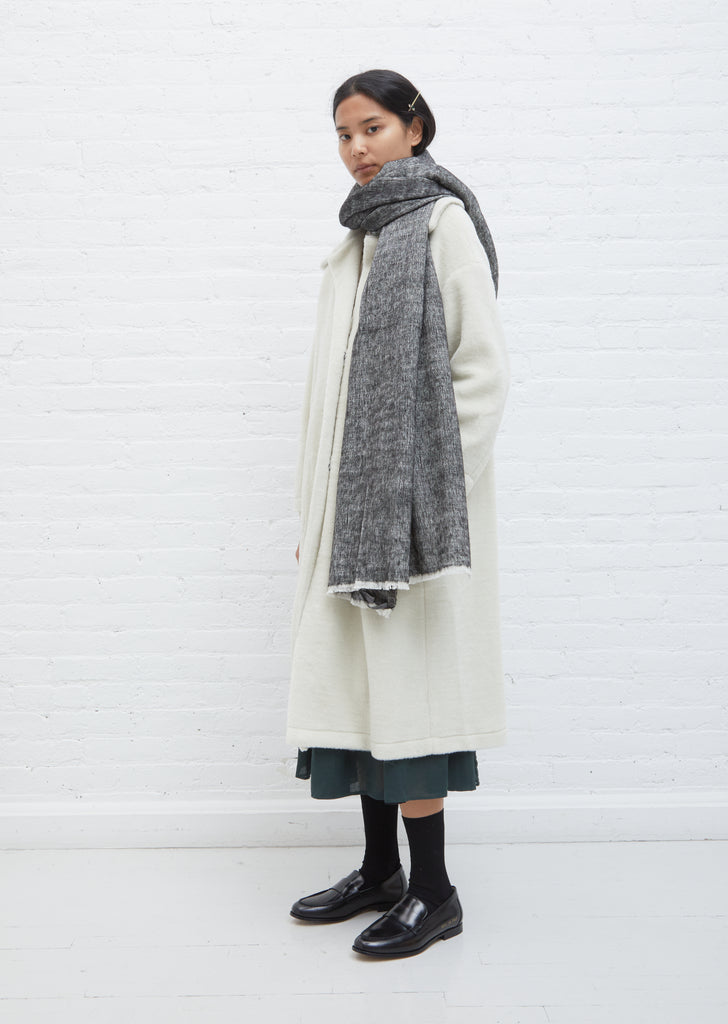 Hokkaido Melange Stole — Natural White + Black