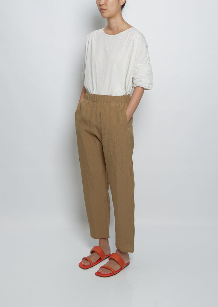 Linen Pullon Trouser — Mud