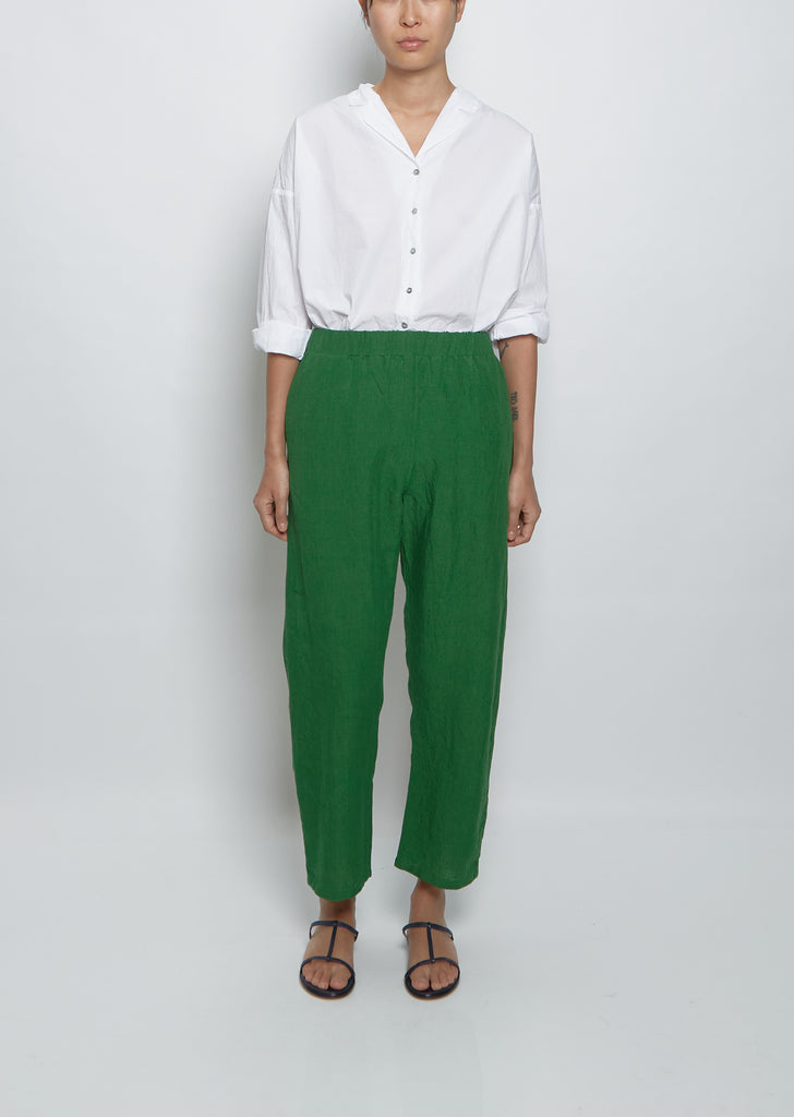 Linen Pullon Trouser — Green