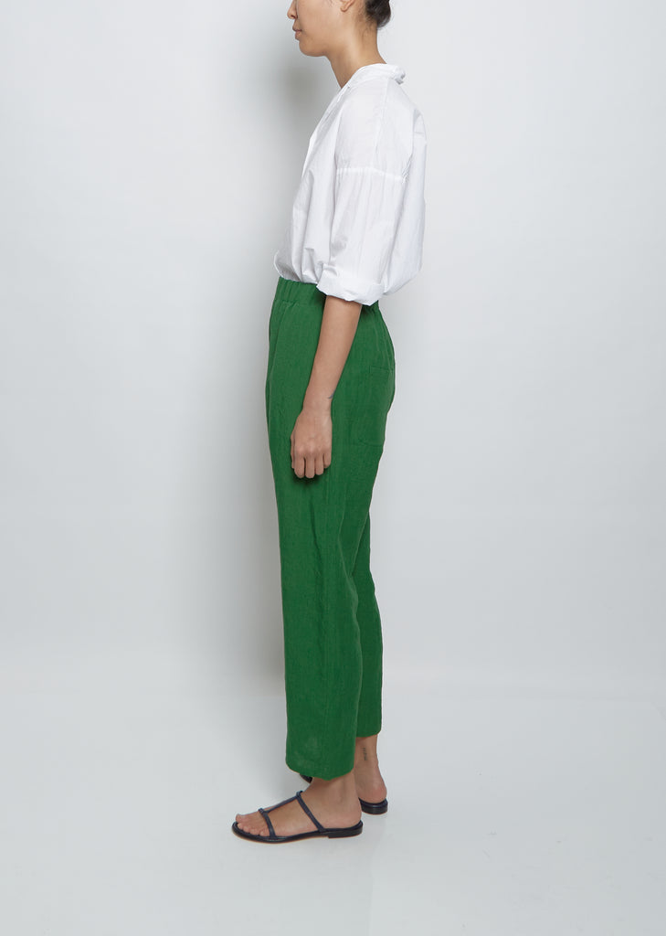Linen Pullon Trouser — Green