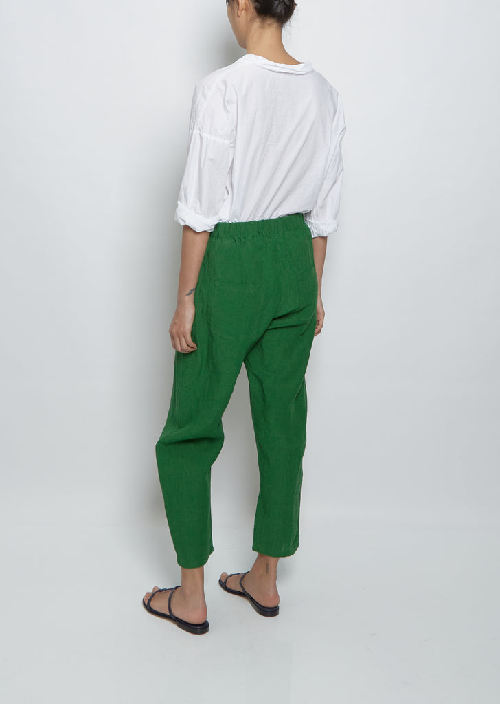 Linen Pullon Trouser — Green