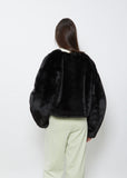 Round Shape Eco Fur Jacket — Black