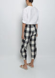 Cotton Check Balloon Trouser — Milk Black