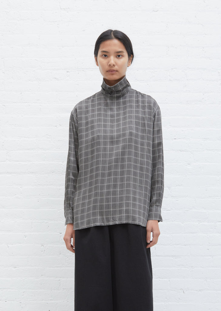 Sumi Plaid Bottleneck Shirt