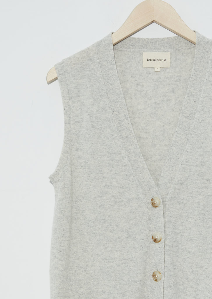 Tenggol Cashmere Cardigan — Light Grey Melange
