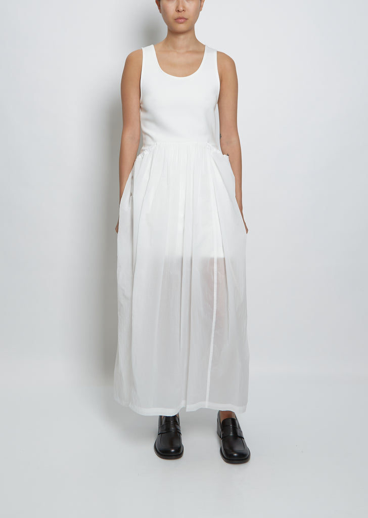 Sheer Jersey Dress — White