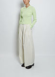 Rib Two Way Zip-Up Cardigan — Lime