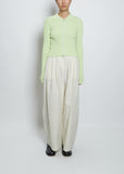 Rib Two Way Zip-Up Cardigan — Lime