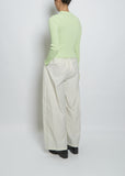 Rib Two Way Zip-Up Cardigan — Lime