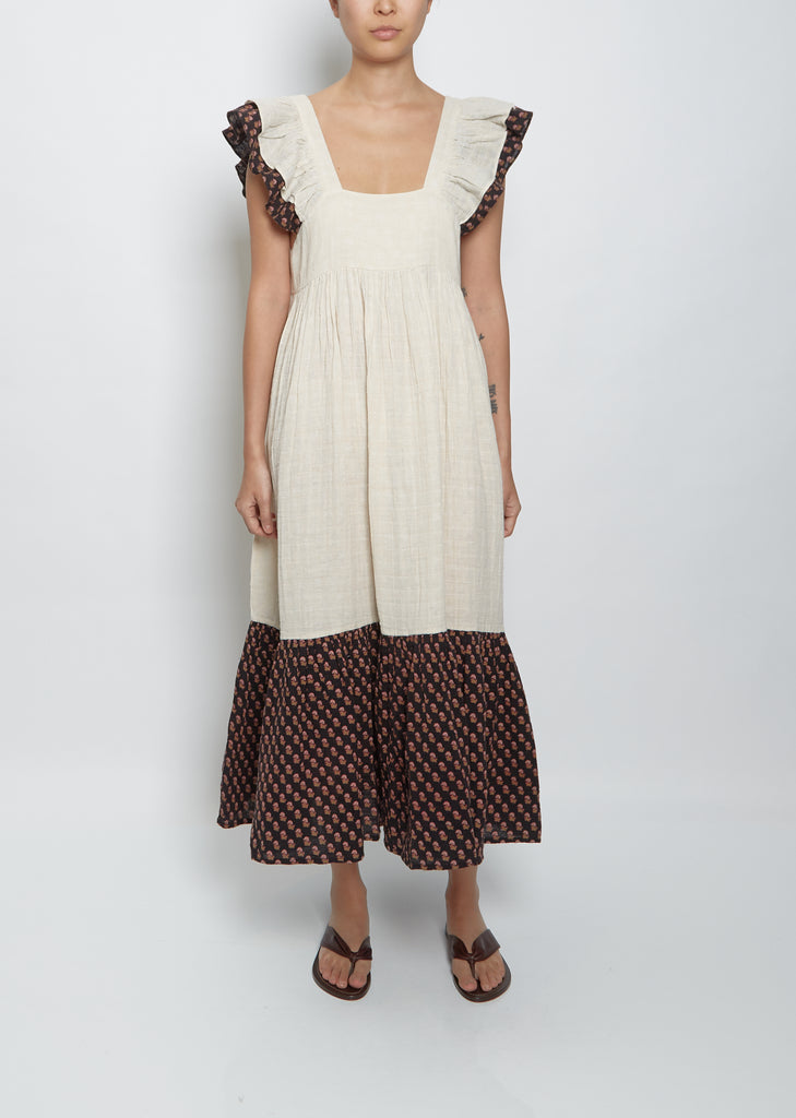 Blockprint Mix Astrid Ruffle Maxi Dress