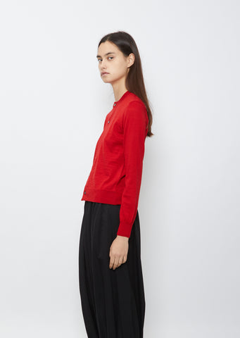 Round Neck Cardigan — Red