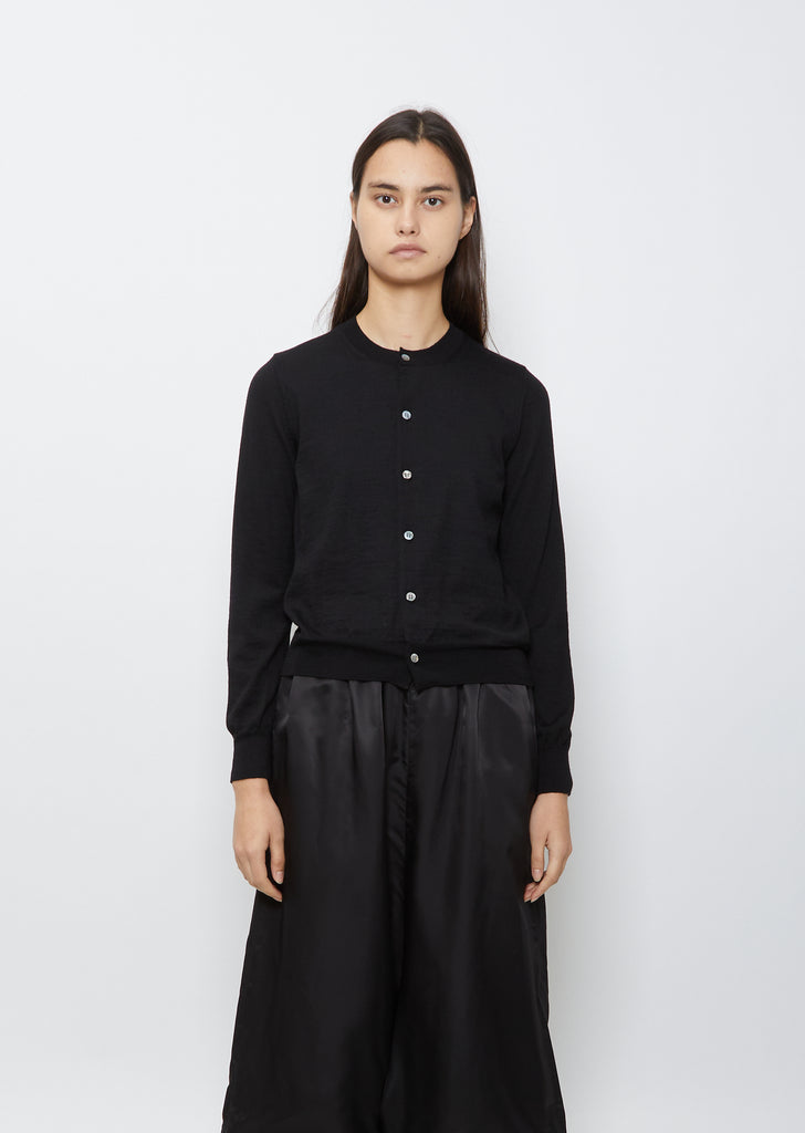 Round Neck Cardigan — Black