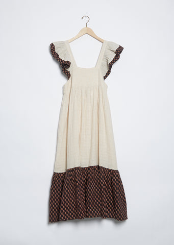 Blockprint Mix Astrid Ruffle Maxi Dress