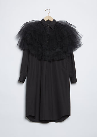 Tulle Ruffle Tunic Shirt Dress