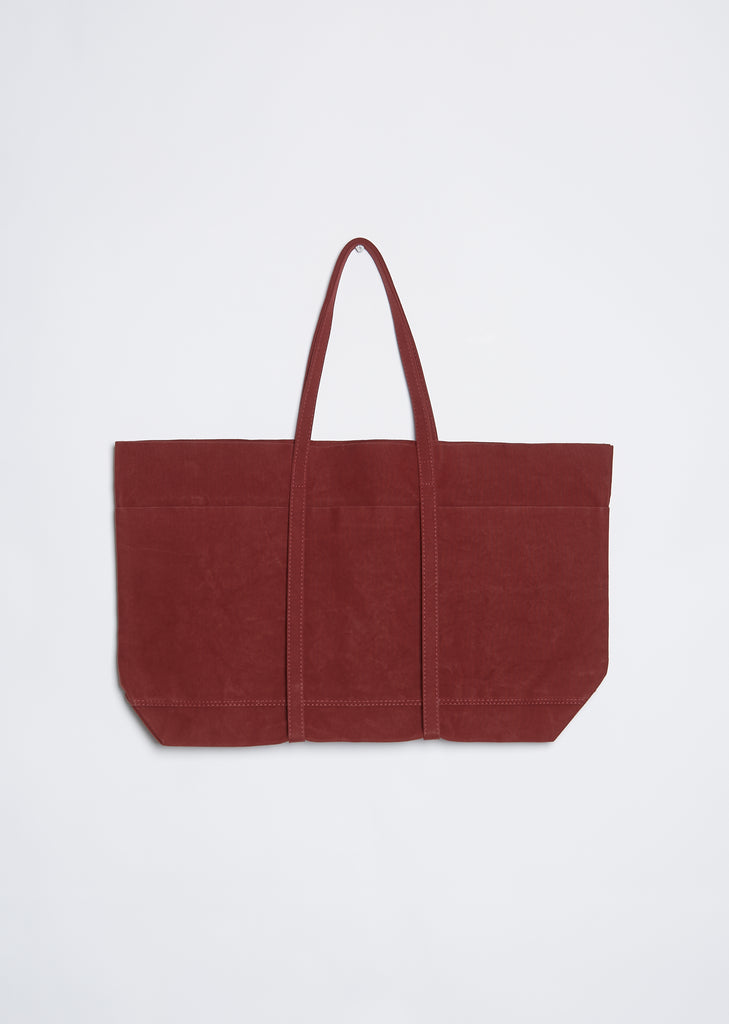 Washed Canvas 6-Pocket Tote L — Burgundy