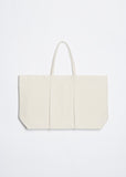 Washed Canvas 6-Pocket Tote L — White