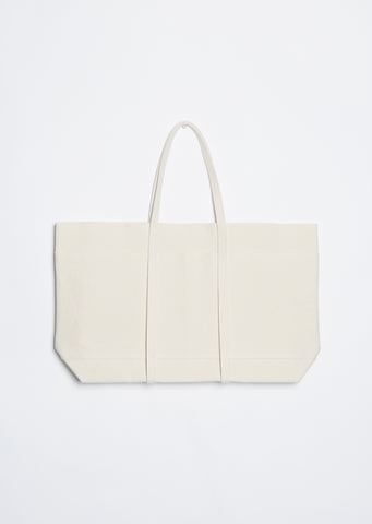Washed Canvas 6-Pocket Tote L — White