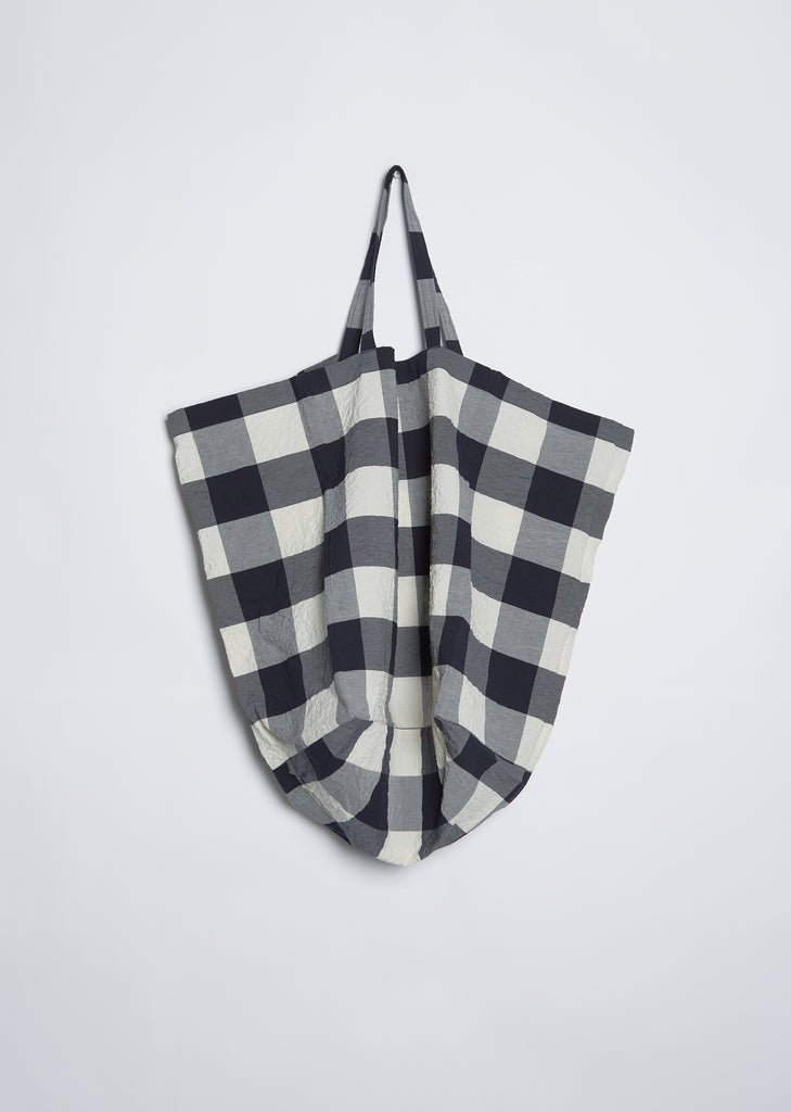 Cotton Big Check Bag — Milk Blue