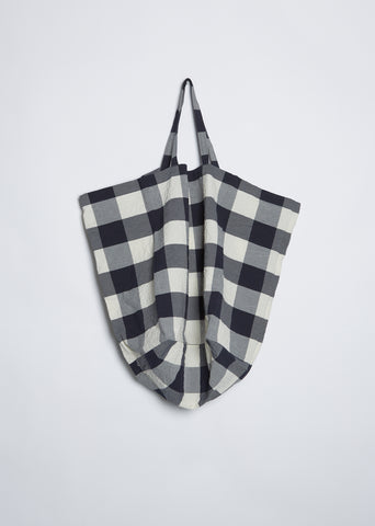Cotton Big Check Bag — Milk Blue