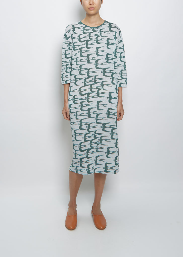 Hello Swallow Dress — Light Blue