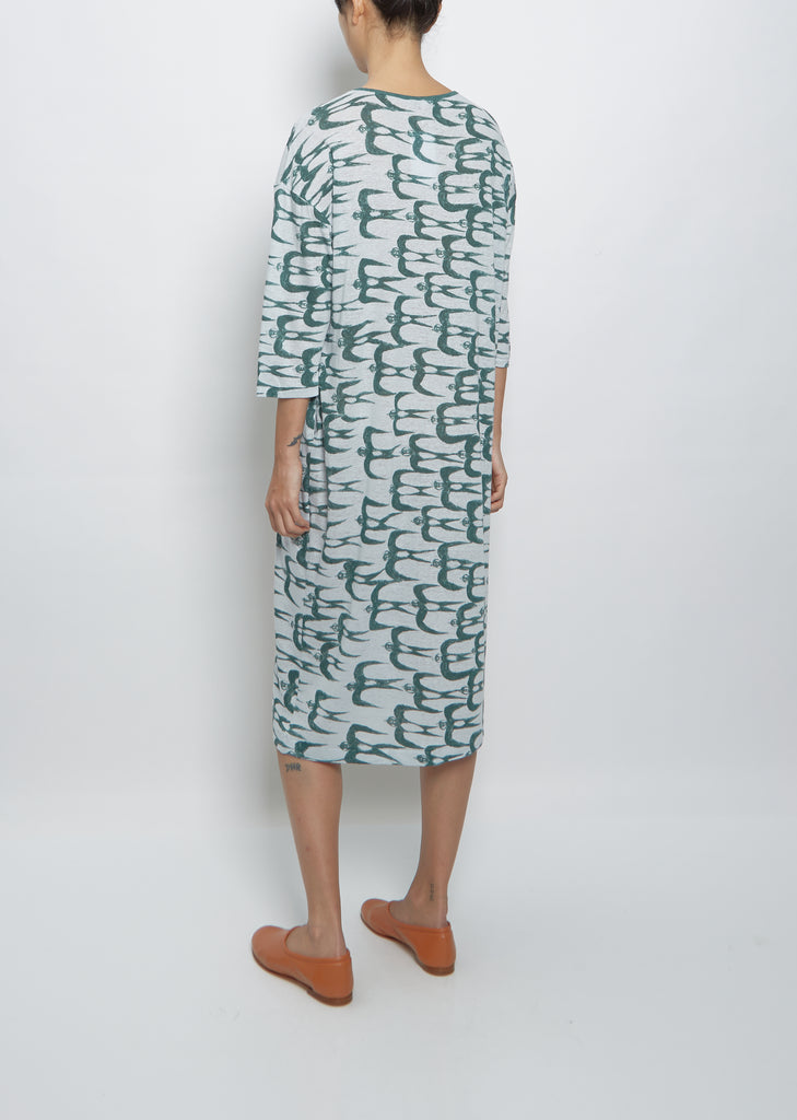 Hello Swallow Dress — Light Blue