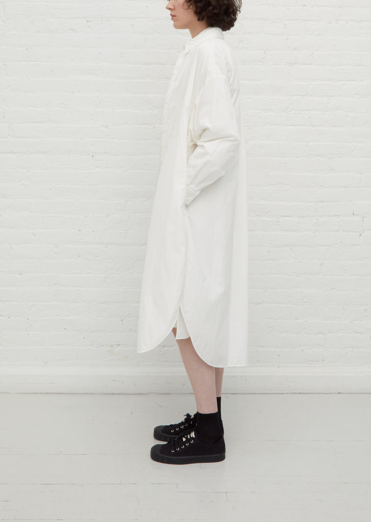 N-Fly Front Shirt Dress — White
