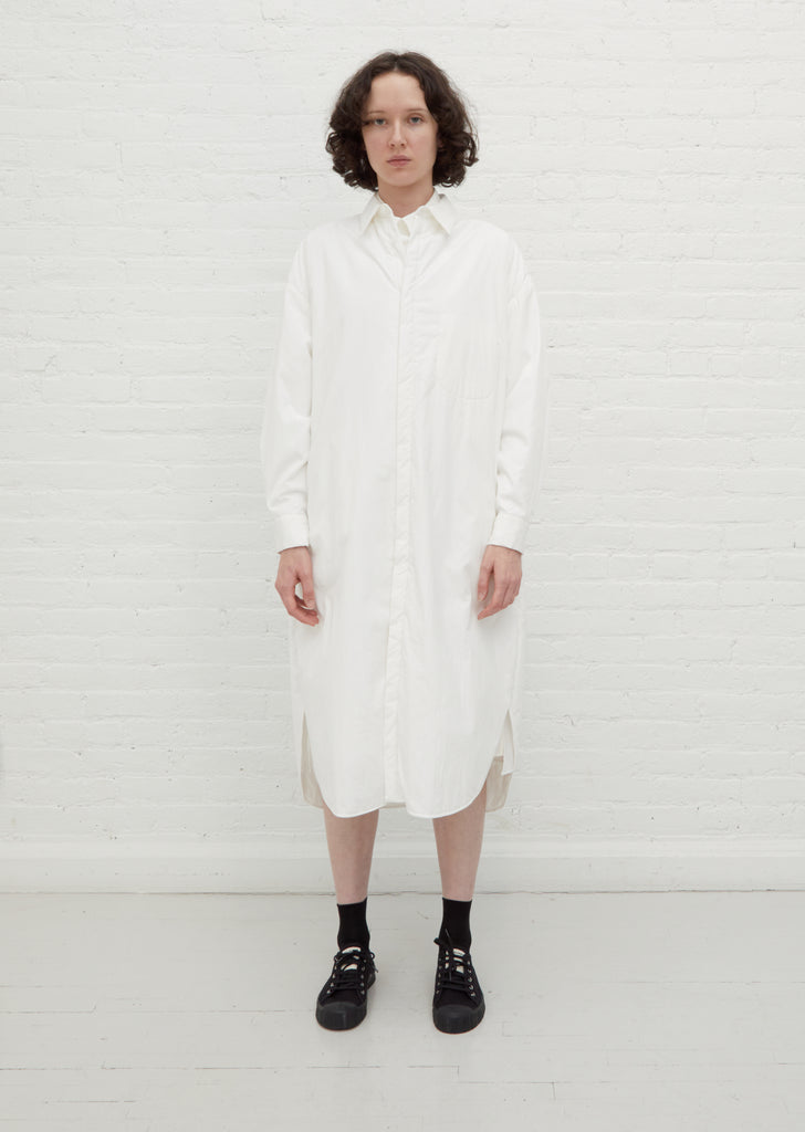 N-Fly Front Shirt Dress — White
