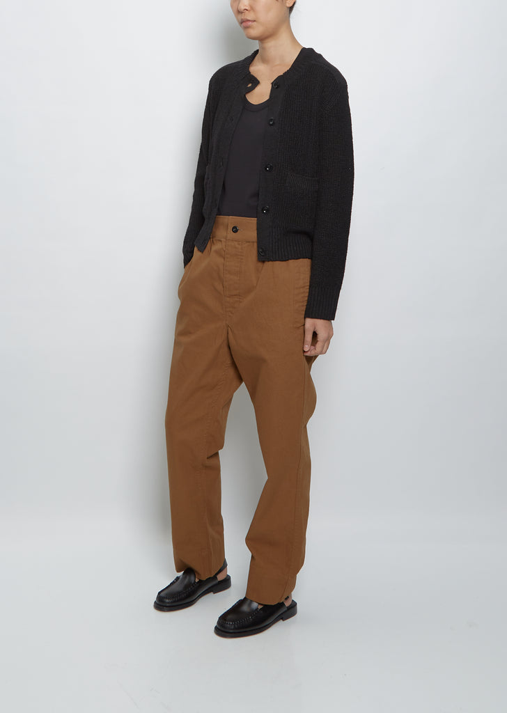 Cropped Military Cardigan — Black