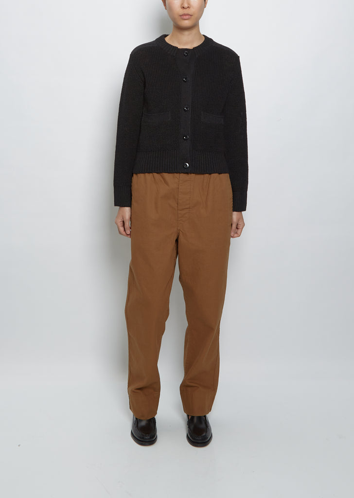 Cropped Military Cardigan — Black