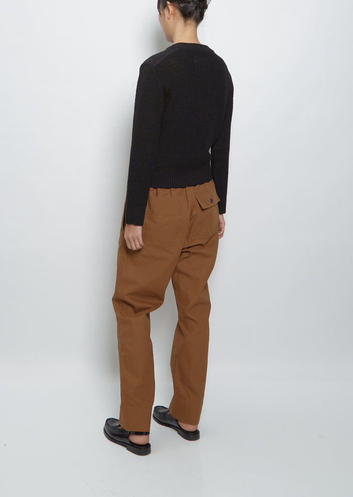 Cropped Military Cardigan — Black