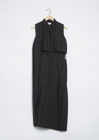 Suiting x Chiffon Dress — Black