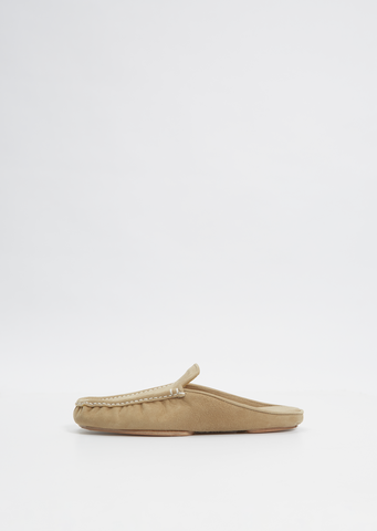 Suede Moccasin Slipper — Beige