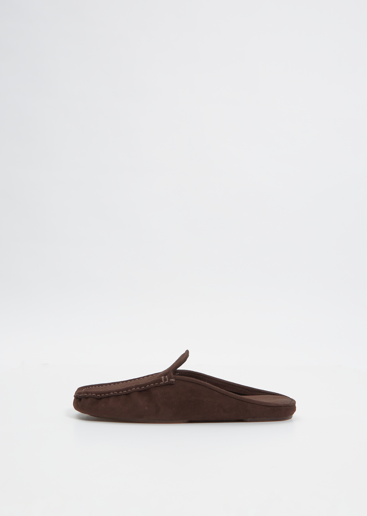 Suede Moccasin Slipper — Dark Brown
