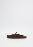 Suede Moccasin Slipper — Dark Brown