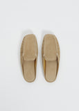 Suede Moccasin Slipper — Beige