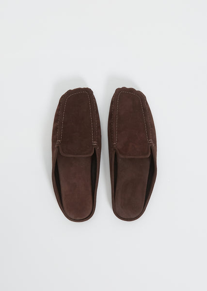 Suede Moccasin Slipper — Dark Brown