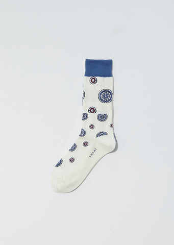 Unisex Komon Pattern Socks — Ecru