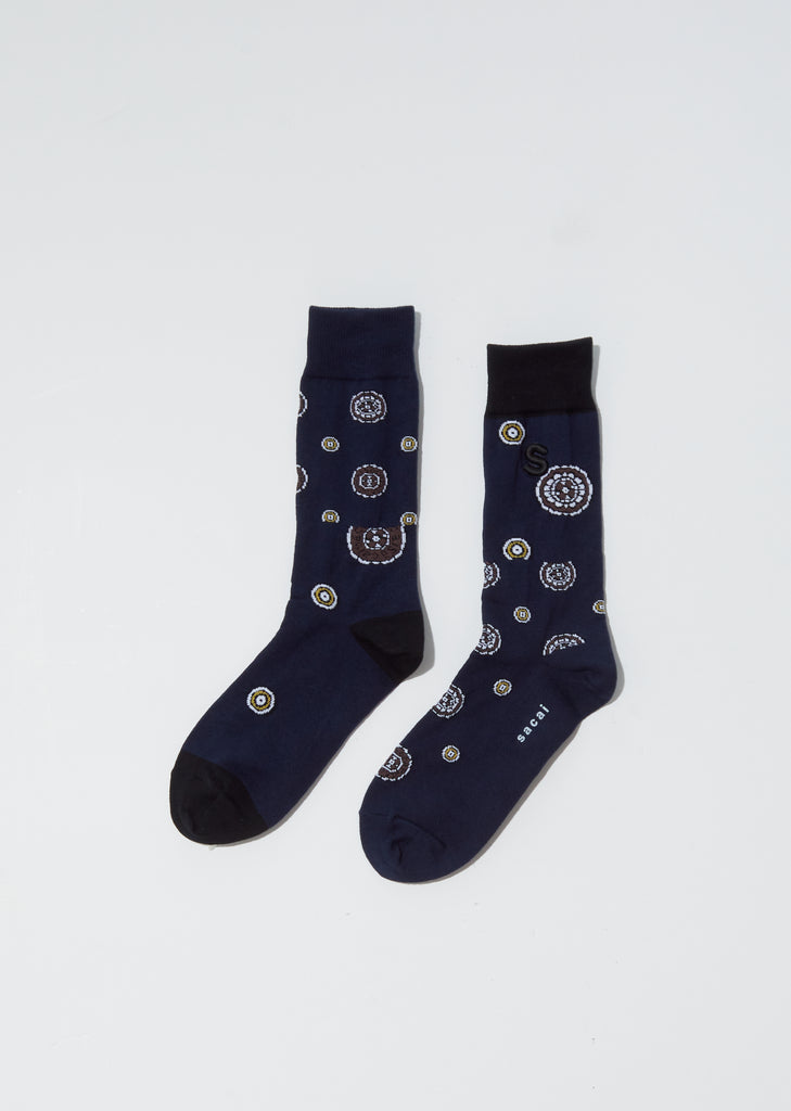 Unisex Komon Pattern Socks — Navy